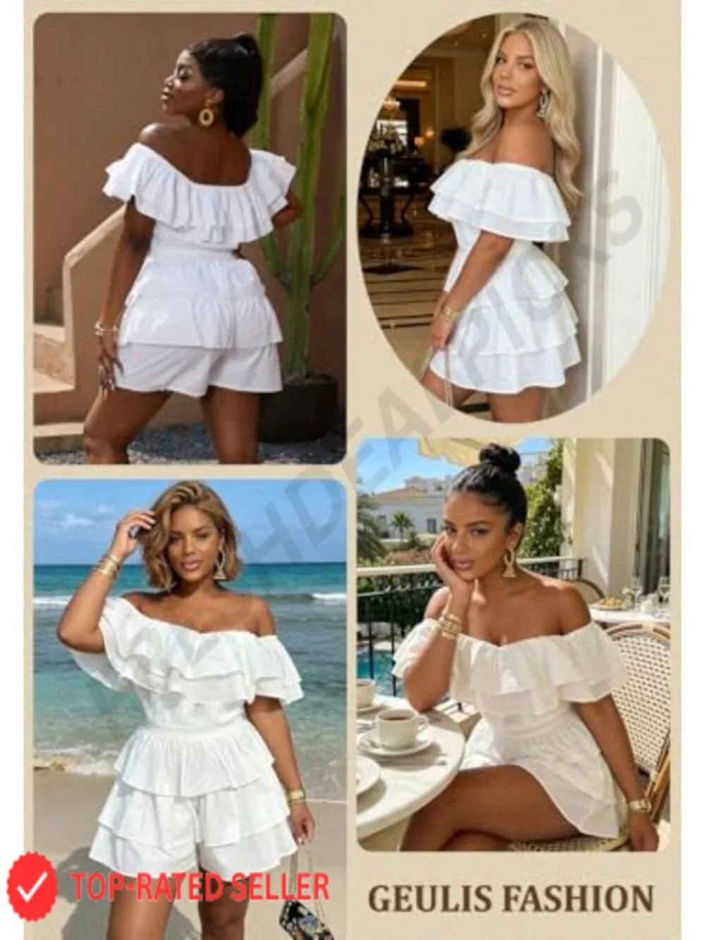 Boho Off Shoulder Ruffle Romper Short Jumpsuit Plus Size Summer